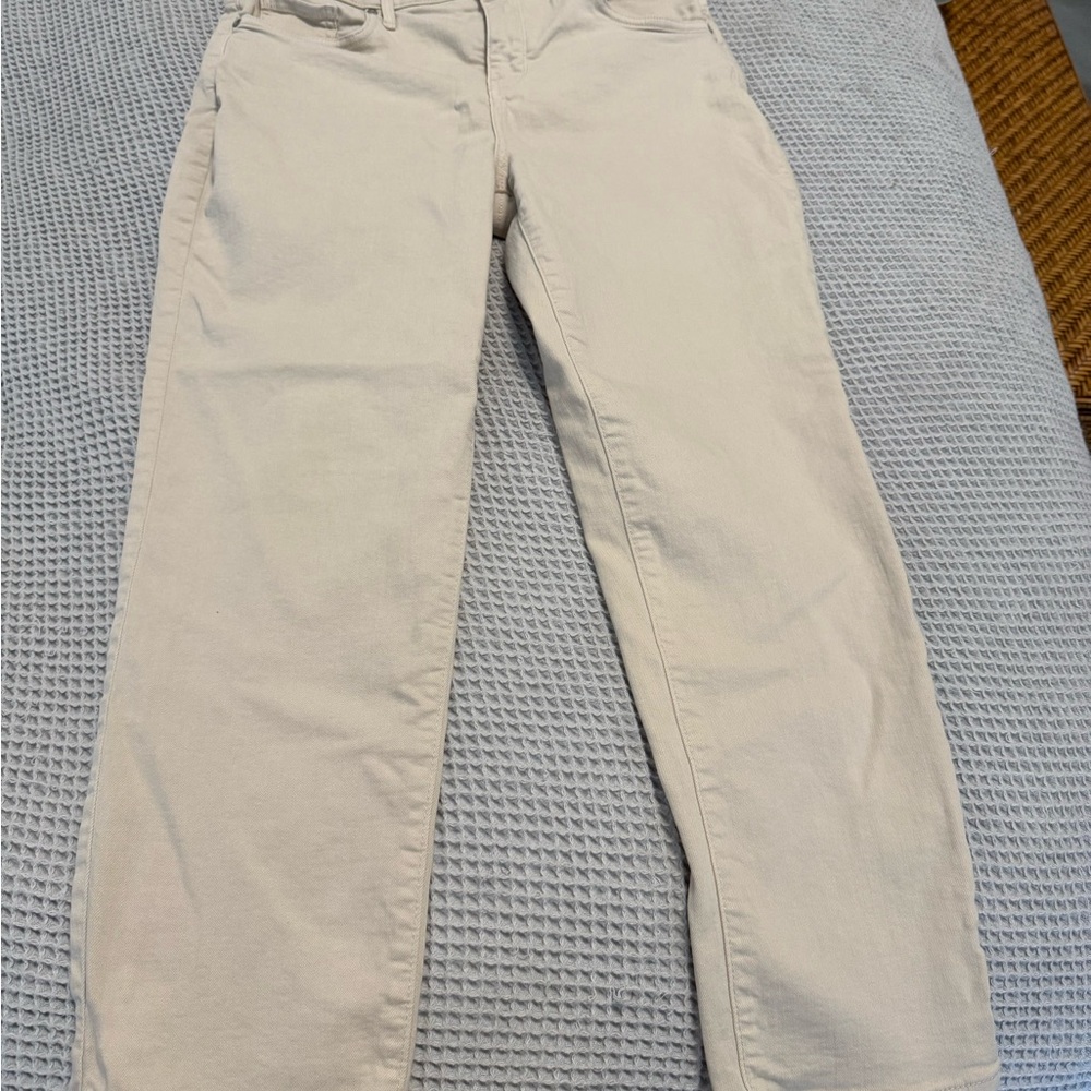 Not Your Daughters Jeans Straight Leg Jeans in Light Cream/Beige